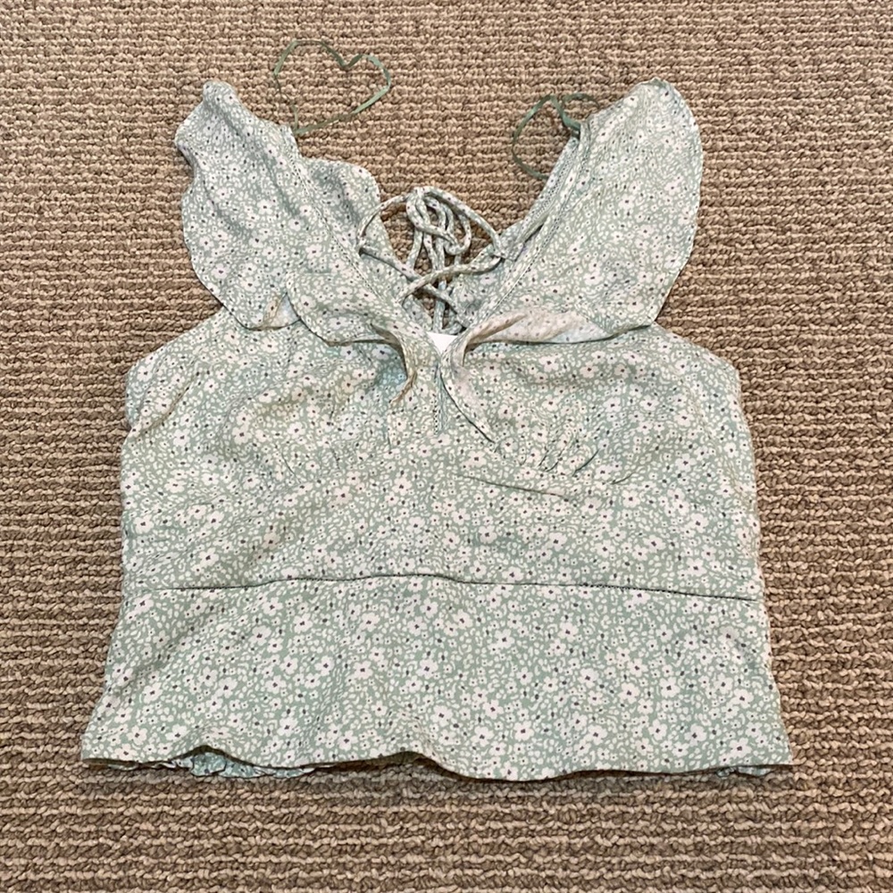 LEAVING!! Light green floral blouse